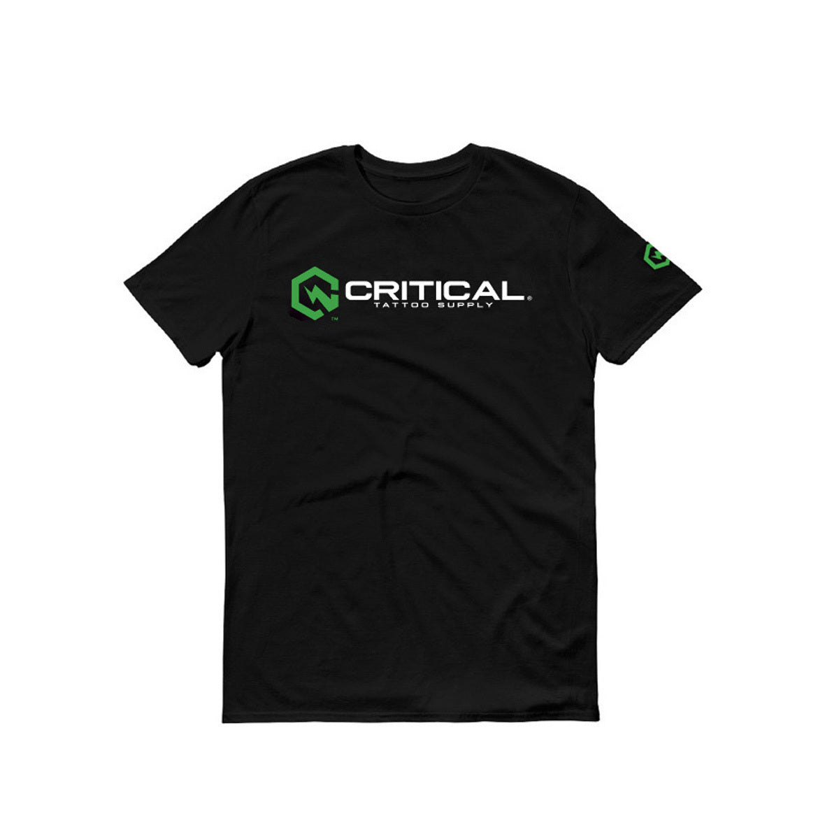 Black Fitted T-Shirt with Green Logo