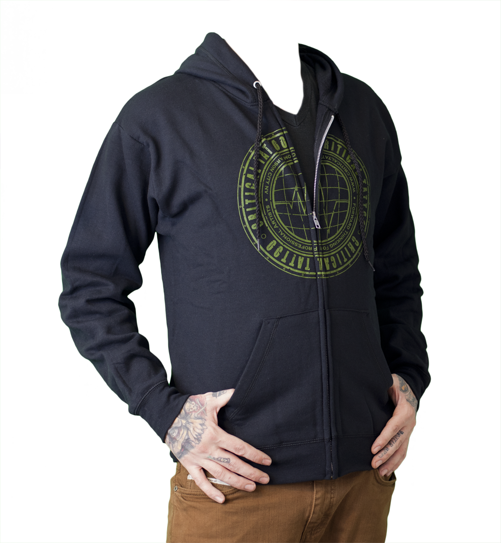 Black Zip-up with Green Logo